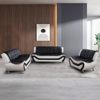 3 Piece Leather Sofa Set, Modern Living Room Furniture With 3-seater Sofa, Loveseat & Armchair,contemporary Couch Set For Home Decor,minimalist Style