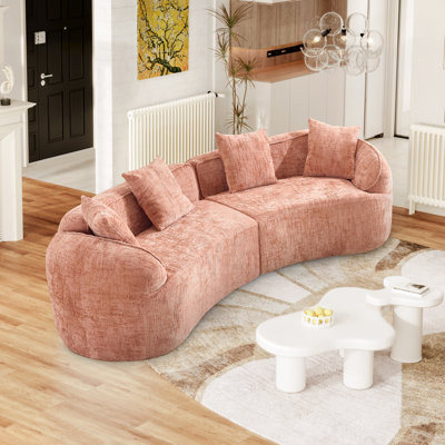 2-Piece Curved Compressed Sectional Sofa, Symmetrical Modular Design by Wrought Studio