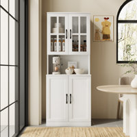 71" H X 23.6" W Kitchen Pantry With Bookcases, Glass Door Kitchen Hutch by Ebern Designs