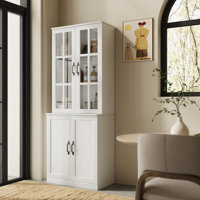 71" H X 23.6" W Kitchen Pantry With Bookcases, Glass Door Kitchen Hutch by Ebern Designs