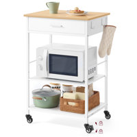 Kitchen Rolling Island, Mobile Kitchen Cart With Storage On Wheels, 17.7 X 23.6 X 35.4 Inches, Drawer, 2 Hooks, For Dining Room by Ebern Designs