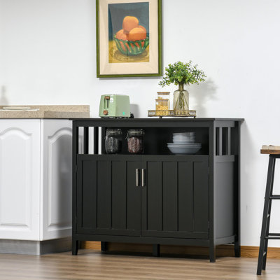 Sideboard Buffet Cabinet, Kitchen Cabinet, Coffee Bar Cabinet With 2 Doors And Adjustable Shelves For Entryway Living Room, Black by Winston Porter