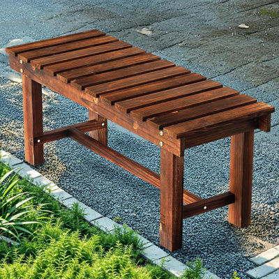 35.5" Outdoor Garden Bench, Weatherproof Patio Benches 2-person Seat Backless Wooden Porch Bench, Multifunctional Slat All Weather Bench For Garden La by Millwood Pines
