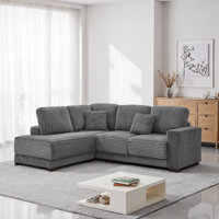 93" L-Shaped Sectional Sofa with Reversible Chaise Lounge, Soft Corduroy Couch for Living Room, Apartment by Latitude Run