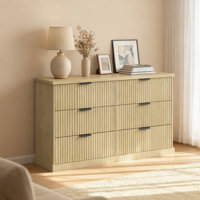 6-Drawer Double Dresser For Bedroom, 54.2" Wide Chest Of Drawers With Fluted Panels, Transitional Storage Dresser by Ebern Designs