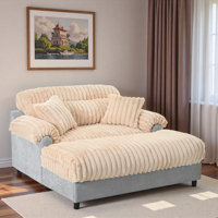 Modern Chaise Lounge Sofa With Two Throw Pillows And Curved Armrest by Mercer41