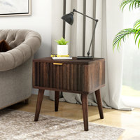Vintage Wood Bedside Table With Drawer