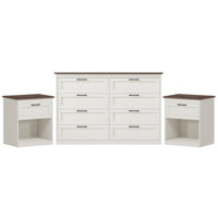 Farmhouse Wooden Dresser And Nightstands Set(8 Drawer Dresser + 1 Drawer Nightstand) by Ophelia & Co.