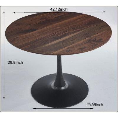 Table Mid-Century Dining Table For 4-6 People With Round Mdf Table Top, Pedestal Dining Table, End Table Leisure Coffee Table by Corrigan Studio