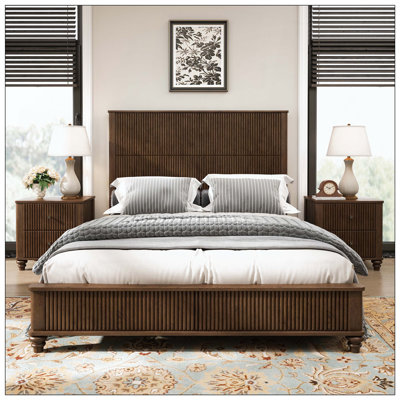 4-Piece Bedroom set with a King Size Bed,2 Nightstands and 5 Drawer Dresser by Charlton Home