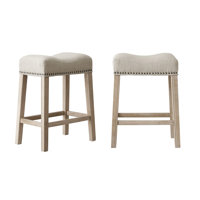 Coco Upholstered Backless Saddle Seat Counter Stools 24" Height Set Of 2 by Ophelia & Co.