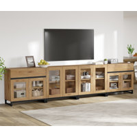 Modern TV Stand For Tvs Up To 120 Inches, 4 In 1 TV Console With Glass Doors And 2 Drawers, Entertainment Center With Adjustable Shelf For Living Room by Latitude Run