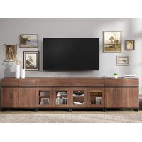 Modern TV Stand For Tvs Up To 120 Inches, 4 In 1 TV Console With Glass Doors And 2 Drawers, Media Console With Adjustable Shelf For Living Room, Bedro by Latitude Run