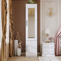 Armoire With Mirrored Door And Hanging Rod by Ebern Designs