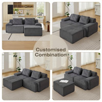 Modular Sectional Sofa, Modular Cloud Sofa With Deep Seat, Big Comfy Couch For Living Room, White by Mercer41