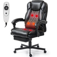 Massage Office Chair with Foot Rest, 6 Points Vibration Heating Executive Chairs Ergonomic Office Desk Chair,Black by Latitude Run