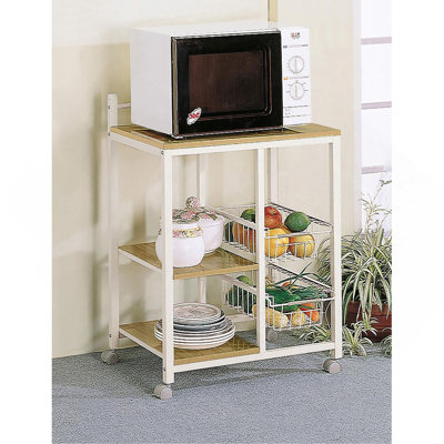 Natural Brown And White Kitchen Cart by Winston Porter
