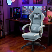 Breathable Fabric Gaming Chair, Comfort Office Chair with Gel Cushion and Storage Bag, Game Chair with Pocket Spring Cushion and Footrest by Inbox Zero