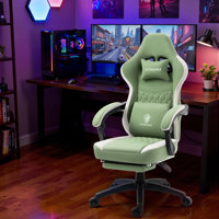 Breathable Fabric Gaming Chair, Comfort Office Chair with Gel Cushion and Storage Bag, Game Chair with Pocket Spring Cushion and Footrest by Inbox Zero