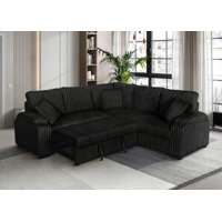 The Haven Reversible Sleeper Sectional In Ivory Corduroy
