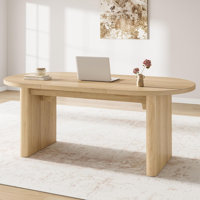 Oval Dining Table for 6-8 People, Long Large Kitchen Table with Thick Sturdy Wooden Base, Farmhouse Dining Room Table for Kitchen, Living Room, Office by Ebern Designs