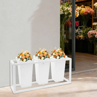 Metal Flower Display Stand With 3 Buckets by Ebern Designs