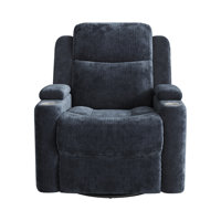 34.84" Wide Soft Chenille Power Recliner Chair with Swivel Function, Double Cup Holders and USB, Type-C Ports by Red Barrel Studio