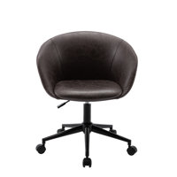 Modern Curved Back Barrel Office Chair - Distressed Black Faux Leather