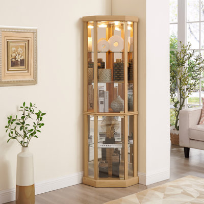 Corner Cabinet - Elegant Glass Display Case For Living Room & Bar Storage - Perfect For Antique Collections & Wine by Astoria Grand