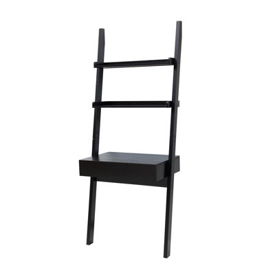 Home Office Desk Workspace Writing Table Bookcase Ladder One Drawer Two Shelves Handleless Design Modern by George Oliver