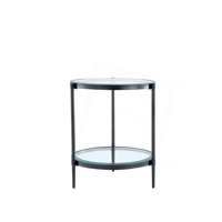 Sleek Minimalist Coffee Table, Crystal Clear Tempered Glass + Matte Black Industrial Frame by Wrought Studio