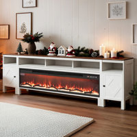 Fireplace TV Stand, Farmhouse Fireplace TV Stand for TVs up to 100 inch, Farmhouse Entertainment Center with 60 inch Fireplace & Storage Drawers for L by Mercer41