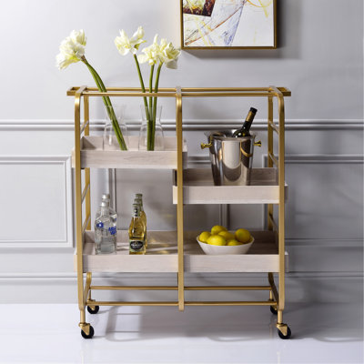 Serving Cart With 3 Adjustable Trays by 17 Stories