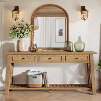 70.87" Console Table With 3 Drawers And Shelves, Farmhouse Wooden Long Sofa Table For Living Room, Entryway, Hallway by Gracie Oaks