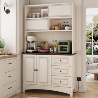 71" Kitchen Pantry Cabinet With Built-in Charging & Microwave Shelf by Winston Porter