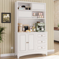 71" Kitchen Pantry Cabinet With Built-in Charging & Microwave Shelf by Winston Porter