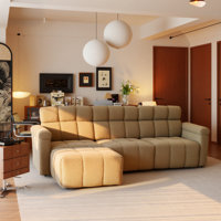 L-Shaped 4-Seat Chenille Sectional Sofa With Ottoman by Latitude Run