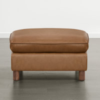 Solena 34.6" W Genuine Leather Ottoman With Solid Wood Base by Latitude Run