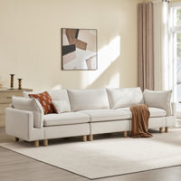Solena 126.8" W 3-Piece Upholstered Modular Sofa With Solid Wood Base