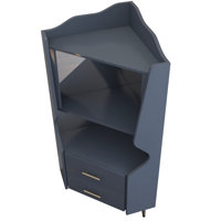 50" H Minimalist Modern With 2 Open Shelves And 2 Drawers Wooden Corner Bar Cabinet, With Mirrored Back And High Legs Sideboard Cabinet by Latitude Run