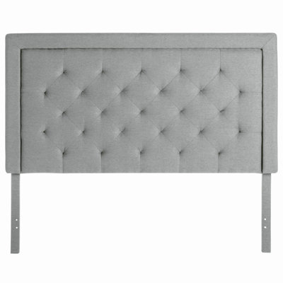 Upholstered Adjustable Height 51.3"–59.1" Headoard with Square Border and Diamond Tufting, Charcoal, Queen by Lucid