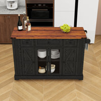 Rolling Kitchen Island Cart with Drop Leaf, Power Outlets, Tempered Glass Doors and Adjustable Shelves