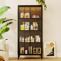 70.9"H Pantry Cabinet With Glass Doors by Latitude Run