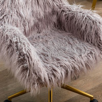 Faux Fur Office Chair, Fluffy Chair, Makeup Vanichair With Plating Base by Everly Quinn