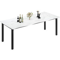 78.7" Retro Brown Wave Edge Dining Table for 6-8 with MDF Top & Metal Frame, Waterproof Scratch-Resistant for Dining Room, Office by Wrought Studio