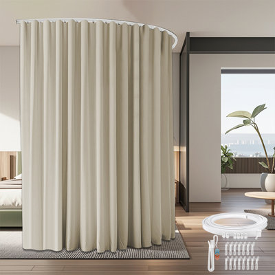 Room Divider Ceiling Mounted Curtains Track Sets Extra Wide Blackout Curtain Flexible Tracks for Bedroom Privacy Partition Separator 1 Panel Beige by Ebern Designs