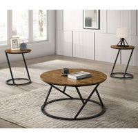 Nash 3-Piece Round Coffee Table Set With Metal Frames by Wrought Studio