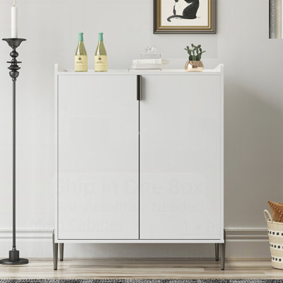 2 Doors Home Wine Bar Cabinet with Adjustable Shelves, Soft-Closing Hinges, and Durable Moisture-Resistant for Modern Living Spaces by Latitude Run