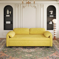 Dual-Purpose Sofa Bed: Elegant Yellow Sofa Transforms Into A Retractable Bed For Your Living Room by Latitude Run