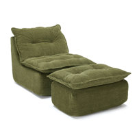 Compressed Reclining Lounge Chair with Footrest, No Assembly, Soft Breathable Fabric by Ebern Designs